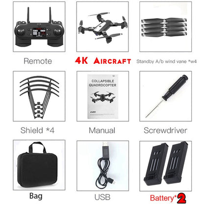 HJ68 Foldable Profissional Drone With Camera 4K HD Selfie Auto Follow WiFi FPV Wide Angle RC Quadcopter Helicopter Toy S167 G901