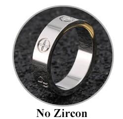 Fashion Rose Gold Stainless Steel Ring With Stone Crystal For Woman Girl For Men Couple In Wedding With Cross