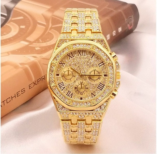2019 Iced Out Watch men  Hip Hop luxury wristwatch diamond watch gold silver men watches jewelry gifts big dial