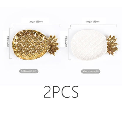 Creative Gold Pineapple Ceramic Storage Tray Golden Pineapple Jewelry Pallet Food Pallet Dry Fruit Plate Home Decoration Plate