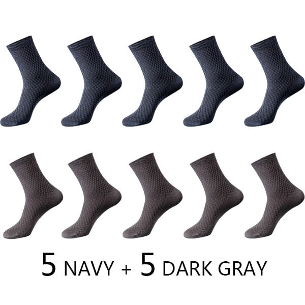 High Quality 10 Pairs/lot Men Bamboo Fiber Socks Men Breathable Compression Long Socks Business Casual Male Large size 38-45