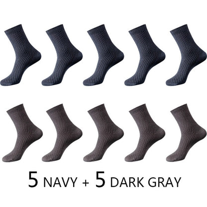 High Quality 10 Pairs/lot Men Bamboo Fiber Socks Men Breathable Compression Long Socks Business Casual Male Large size 38-45