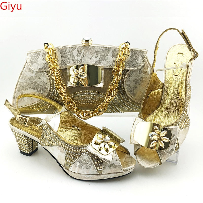doershow beautiful style Italian Shoes With Matching Bags African Women Shoes and Bags Set For Prom Party Summer Sandal!HAS1-37