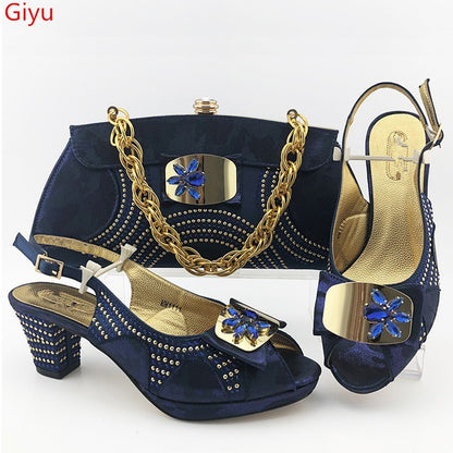 doershow beautiful style Italian Shoes With Matching Bags African Women Shoes and Bags Set For Prom Party Summer Sandal!HAS1-37