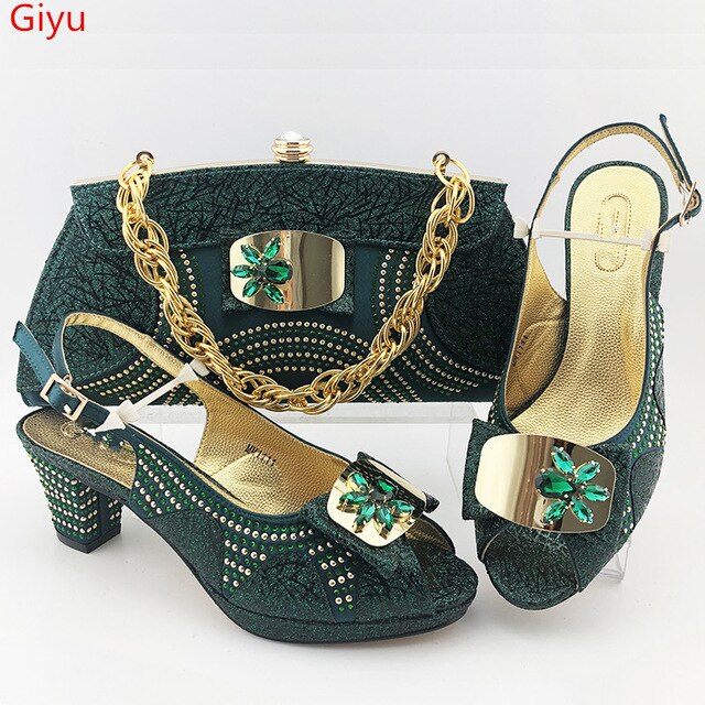 doershow beautiful style Italian Shoes With Matching Bags African Women Shoes and Bags Set For Prom Party Summer Sandal!HAS1-37