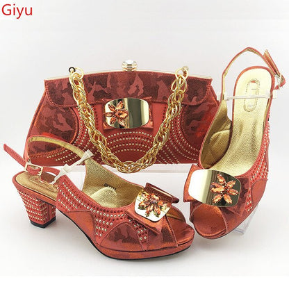 doershow beautiful style Italian Shoes With Matching Bags African Women Shoes and Bags Set For Prom Party Summer Sandal!HAS1-37