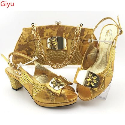 doershow beautiful style Italian Shoes With Matching Bags African Women Shoes and Bags Set For Prom Party Summer Sandal!HAS1-37