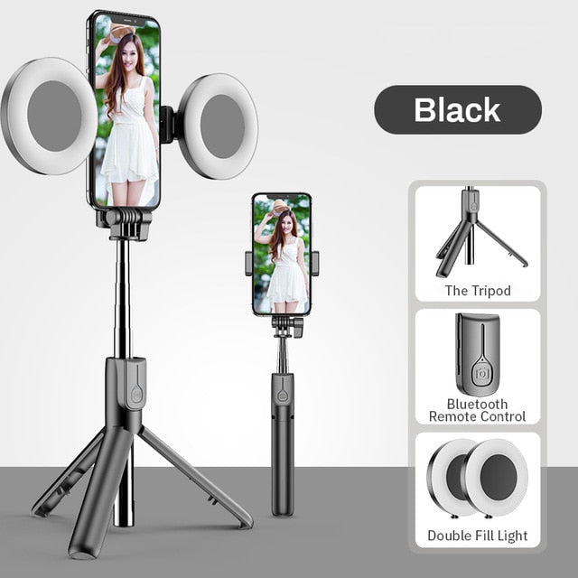 New Wireless Bluetooth Selfie Stick Tripod LED Ring Light Foldable Handheld Monopod Shutter Remote Tripod For iPhone 11 Huawei