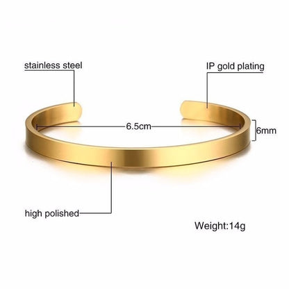 Vnox Personalize Bangle for Women Men Stainless Steel Simple Cuff Bracelets Unisex Classic Jewelry Custom BFF Gift
