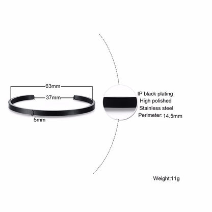 Vnox Personalize Bangle for Women Men Stainless Steel Simple Cuff Bracelets Unisex Classic Jewelry Custom BFF Gift