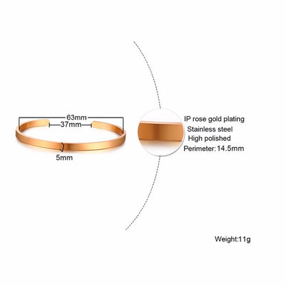 Vnox Personalize Bangle for Women Men Stainless Steel Simple Cuff Bracelets Unisex Classic Jewelry Custom BFF Gift
