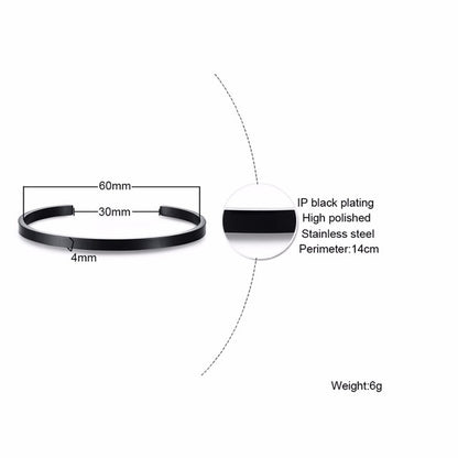 Vnox Personalize Bangle for Women Men Stainless Steel Simple Cuff Bracelets Unisex Classic Jewelry Custom BFF Gift