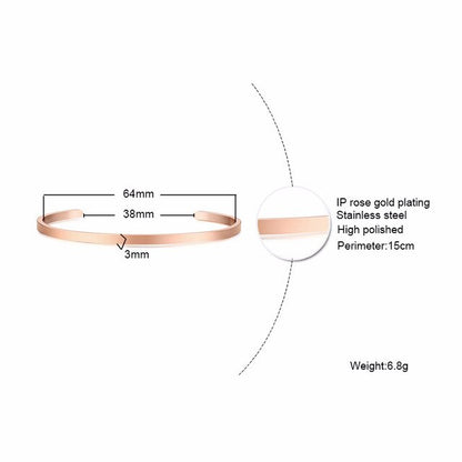 Vnox Personalize Bangle for Women Men Stainless Steel Simple Cuff Bracelets Unisex Classic Jewelry Custom BFF Gift
