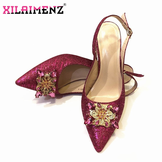 Champagne African Wedding Sandals Shoes Without Bag To Match Italian shoes 2019 Summer Women Shoes Ladies To Match Lace Dress