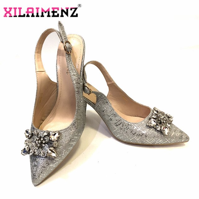 Champagne African Wedding Sandals Shoes Without Bag To Match Italian shoes 2019 Summer Women Shoes Ladies To Match Lace Dress