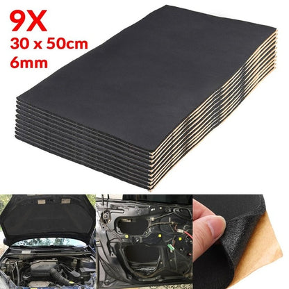 9pcs/12pcs 10mm 8mm 6mm Car Sound Mat Proofing Deadener Heat Noise Insulation Deadening Mat Hood Closed Cell Foam 50x30cm