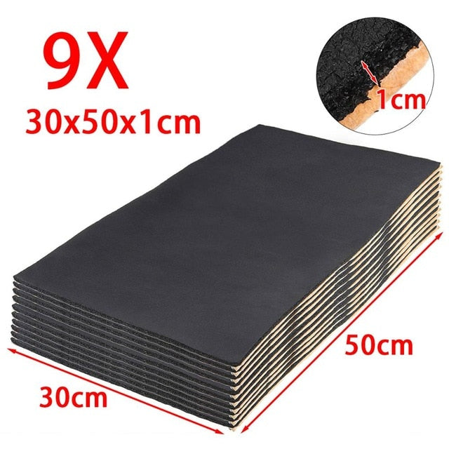 9pcs/12pcs 10mm 8mm 6mm Car Sound Mat Proofing Deadener Heat Noise Insulation Deadening Mat Hood Closed Cell Foam 50x30cm