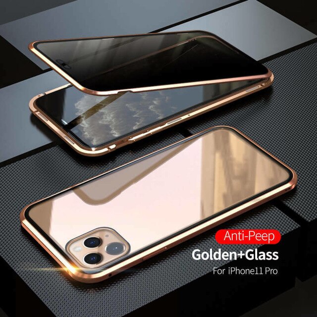 360° Double Tempered Glass Magnetic Phone Case Cover For Iphone 11 /11pro /11pro max Luxury Magnet Front Back Glass Dropship