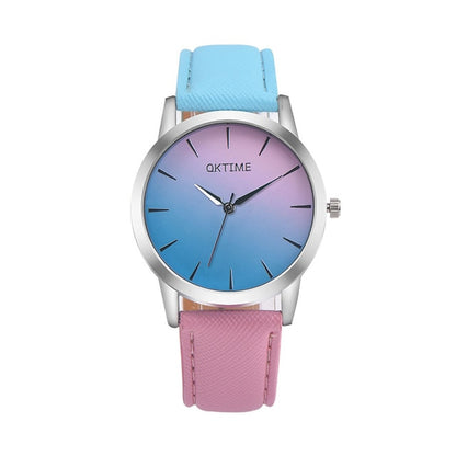 Women watch Gradient color Colorful Retro Rainbow Design Leather Band Analog Alloy Quartz Wrist Watch Bracelet watch Gift YE1