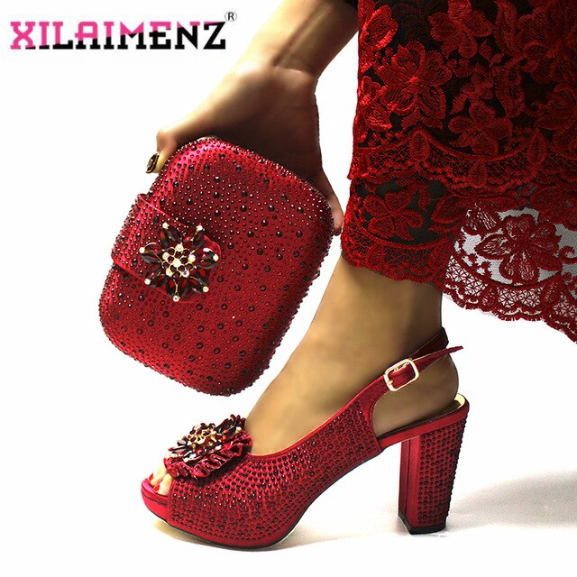 High Quality Italian New Design Matching Shoes and Bag Set in Teal Color Comfortable Heels Lady Shoes and Bag for Party