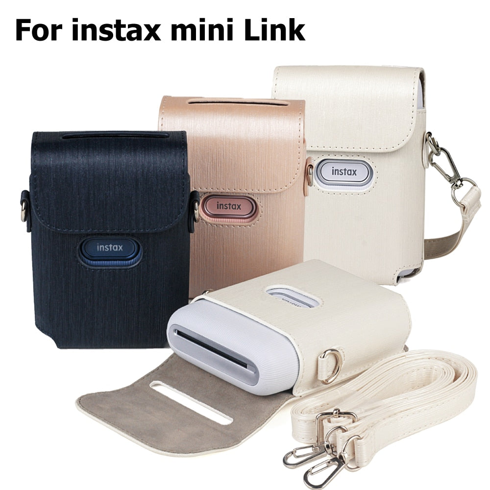For Fujifilm Instax Mini Link Printer Case Bag PU Leather Storage Blue Pink White Strap Carry Cover Shoulder Bags