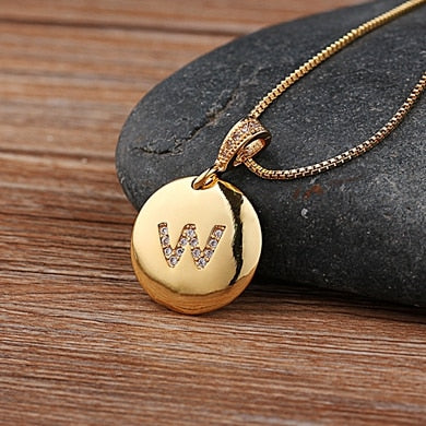 Top Quality Women Girls Initial Letter Necklace Gold 26 Letters Charm Necklaces Pendants Copper CZ Jewelry Personal Necklace