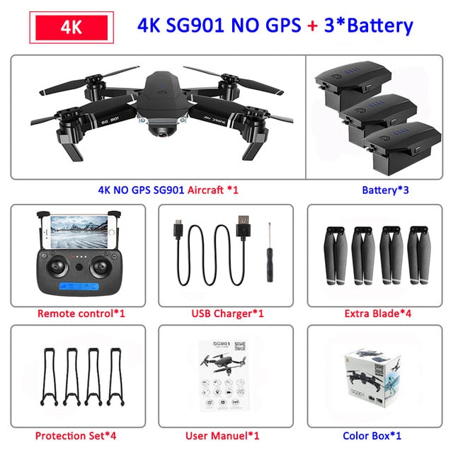 SG907 GPS Drone with Camera 4K 5G Wifi RC Quadcopter Optical Flow Foldable Mini Dron 1080P HD Camera Drone VS E520S E58 XS812