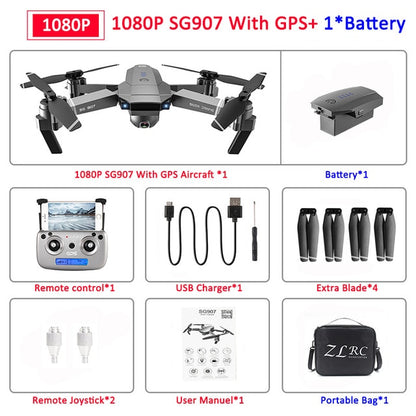 SG907 GPS Drone with Camera 4K 5G Wifi RC Quadcopter Optical Flow Foldable Mini Dron 1080P HD Camera Drone VS E520S E58 XS812