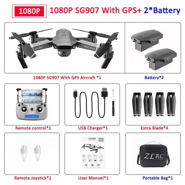 SG907 GPS Drone with Camera 4K 5G Wifi RC Quadcopter Optical Flow Foldable Mini Dron 1080P HD Camera Drone VS E520S E58 XS812