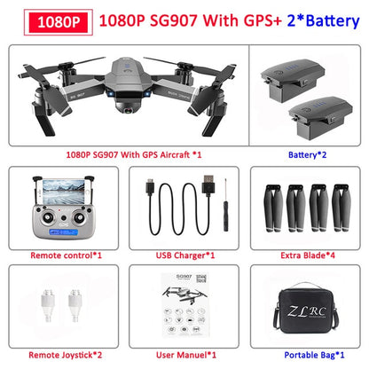 SG907 GPS Drone with Camera 4K 5G Wifi RC Quadcopter Optical Flow Foldable Mini Dron 1080P HD Camera Drone VS E520S E58 XS812