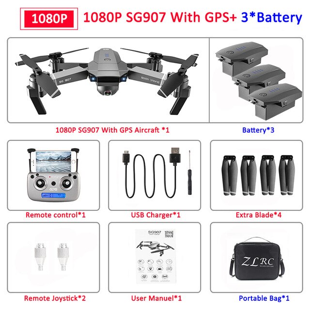 SG907 GPS Drone with Camera 4K 5G Wifi RC Quadcopter Optical Flow Foldable Mini Dron 1080P HD Camera Drone VS E520S E58 XS812