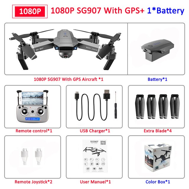 SG907 GPS Drone with Camera 4K 5G Wifi RC Quadcopter Optical Flow Foldable Mini Dron 1080P HD Camera Drone VS E520S E58 XS812