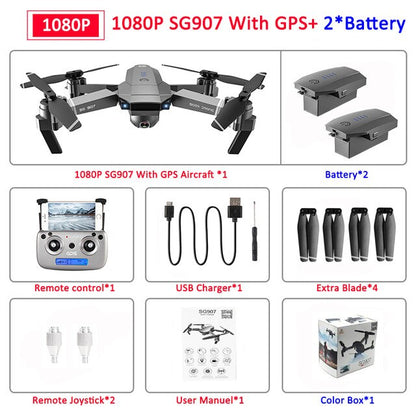 SG907 GPS Drone with Camera 4K 5G Wifi RC Quadcopter Optical Flow Foldable Mini Dron 1080P HD Camera Drone VS E520S E58 XS812