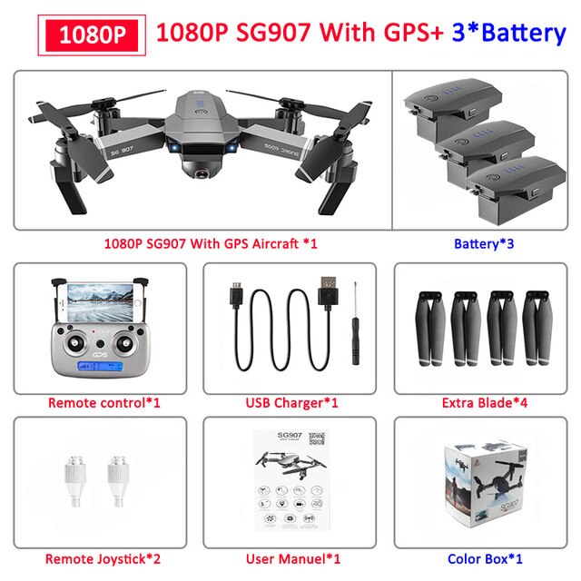 SG907 GPS Drone with Camera 4K 5G Wifi RC Quadcopter Optical Flow Foldable Mini Dron 1080P HD Camera Drone VS E520S E58 XS812