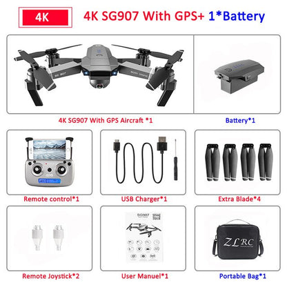SG907 GPS Drone with Camera 4K 5G Wifi RC Quadcopter Optical Flow Foldable Mini Dron 1080P HD Camera Drone VS E520S E58 XS812