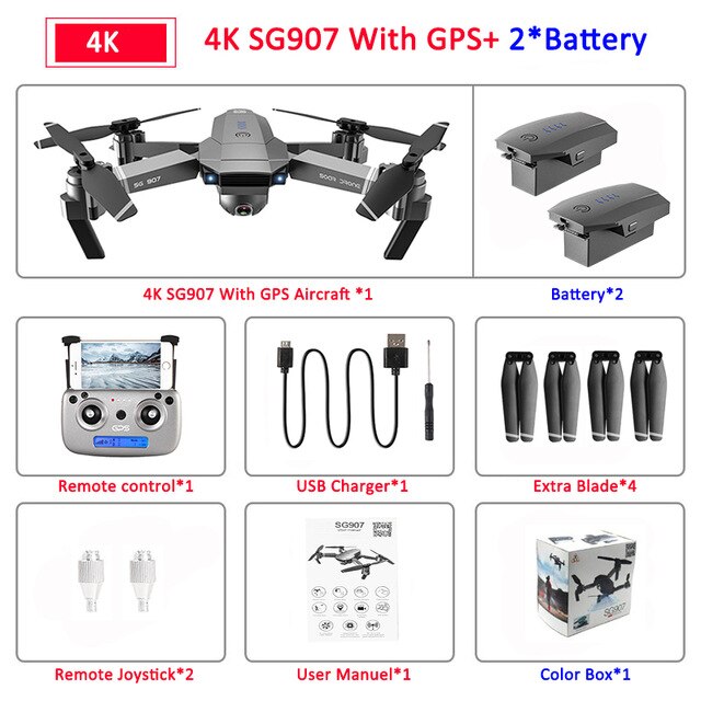 SG907 GPS Drone with Camera 4K 5G Wifi RC Quadcopter Optical Flow Foldable Mini Dron 1080P HD Camera Drone VS E520S E58 XS812