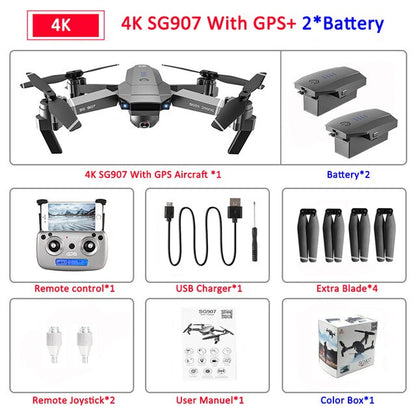 SG907 GPS Drone with Camera 4K 5G Wifi RC Quadcopter Optical Flow Foldable Mini Dron 1080P HD Camera Drone VS E520S E58 XS812