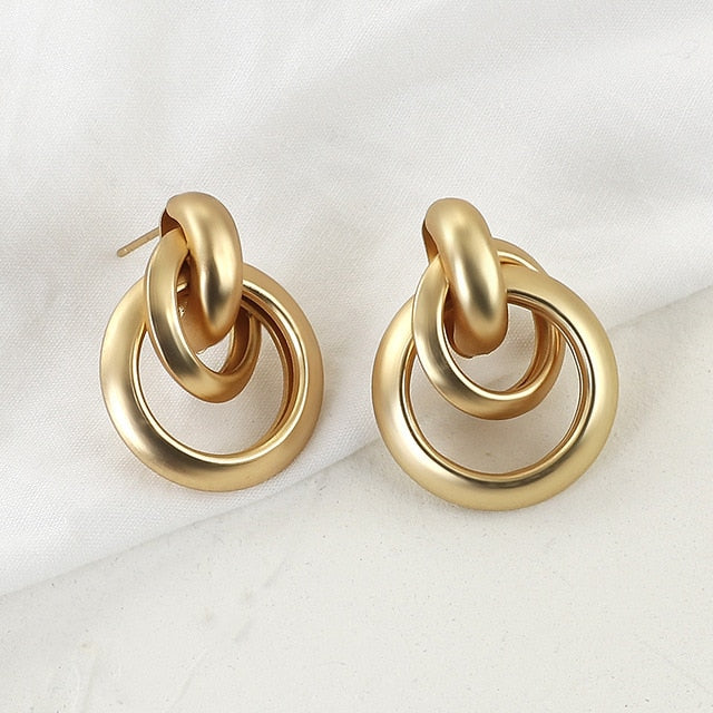 AENSOA Fashion Metal Statement Earrings 2020 Gold Color Geometric Earrings For Women Hanging Dangle Earring Earring  Jewelry