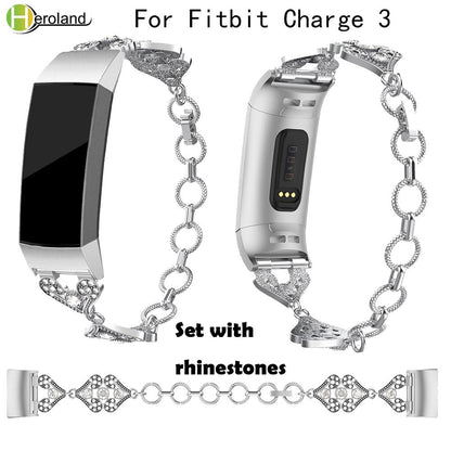 Vintage Stainless Steel Bands for Fitbit Charge 3 Metal link Wristbands Watch Band Smart Watch Strap Women Jewelry Bracelet new