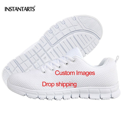 INSTANTARTS Spring Nurse Flat Shoes Women Cute Cartoon Nurses Printed Women's Sneakers Shoes Breath Mesh Flats Zapatos de Mujer