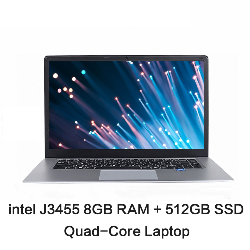15.6 inch IPS 1920x1080 intel J3455 Quad Core Notebook Computer 8GB RAM 128GB 256GB 512GB SSD ROM Windows 10 Laptop Ultrabook