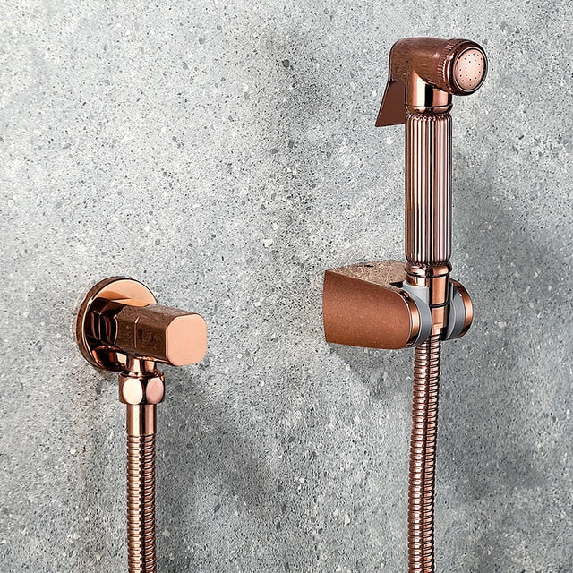 Antique Brushed Gold Douche Kit Hand Held Bidet Sprayer Stainless Steel Toilet Bidet faucet Shattaf  Valve Jet Set Shower Head