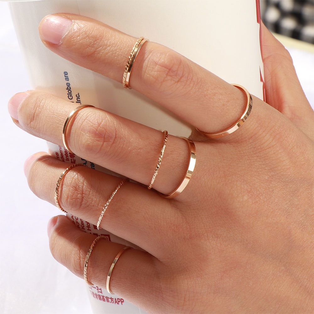 10 Pcs/Set 2020 Fashion Simple Design anillos Vintage Gold Silver Color Joint Rings Sets for Women Jewelry Korean Version Joint