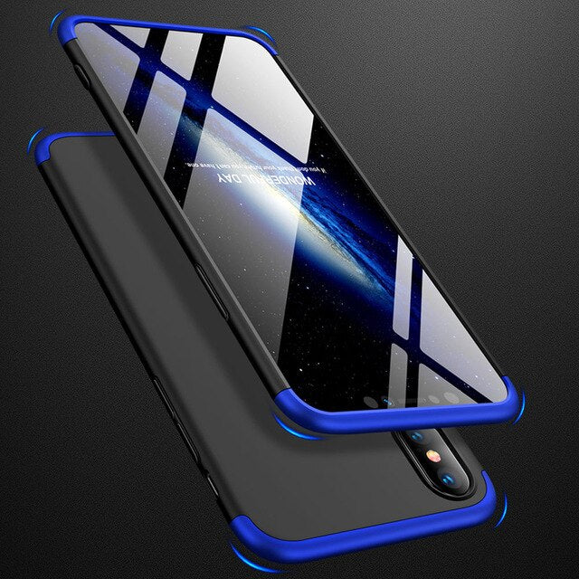 3 In 1 Full Body Protective Armor Case + Tempered Glass Screen Protector Anit Shock Hard Cover For iPhone 7 8 Plus X XR XS Max