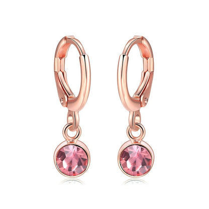 ZHOUYANG Stud Earrings For Women Classic Six Claw Clear AAA+Cubic Zirconia Rose Gold Color Fashion Jewelry For Girls KAE094
