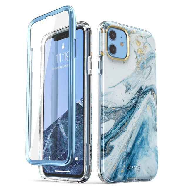I-BLASON For iPhone 11 Case 6.1 inch (2019 Release) Cosmo Full-Body Glitter Marble Bumper Cover with Built-in Screen Protector
