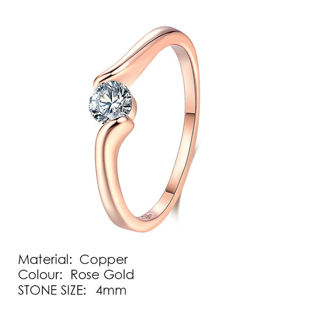 Austrian Cubic Zirconia Engagement/Wedding Finger Rings For Women Rose Gold Color Fashion Brand Jewelry For Women DWR239