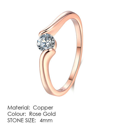 Austrian Cubic Zirconia Engagement/Wedding Finger Rings For Women Rose Gold Color Fashion Brand Jewelry For Women DWR239