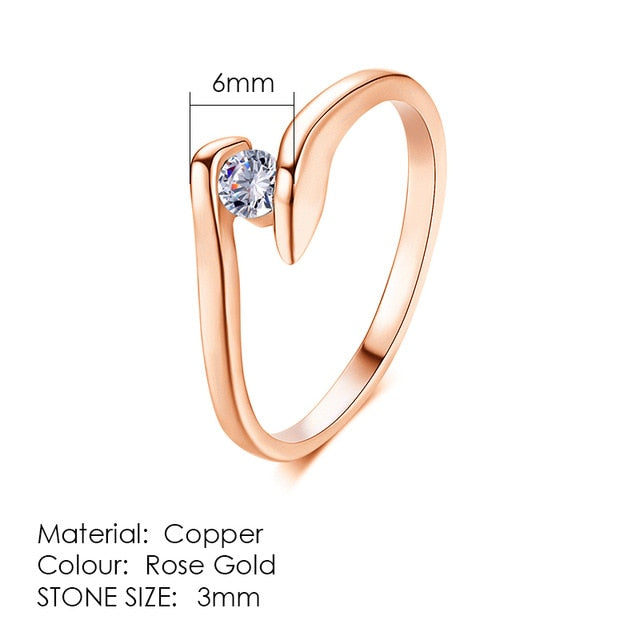 Austrian Cubic Zirconia Engagement/Wedding Finger Rings For Women Rose Gold Color Fashion Brand Jewelry For Women DWR239