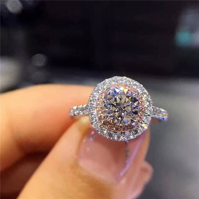CC Trendy Jewelry S925 Rings For Women Cubic Zirconia Charms Bridal Wedding Engagement White Gold Color Ring Drop Shipping